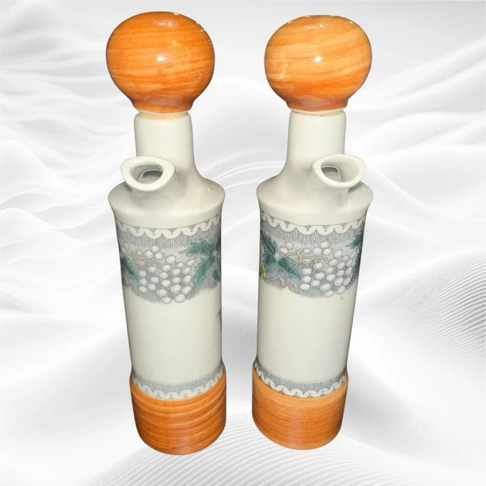 Goebel Burgund Floral Porcelain‎ Vinegar and Oil Set West Germany With Stoppers